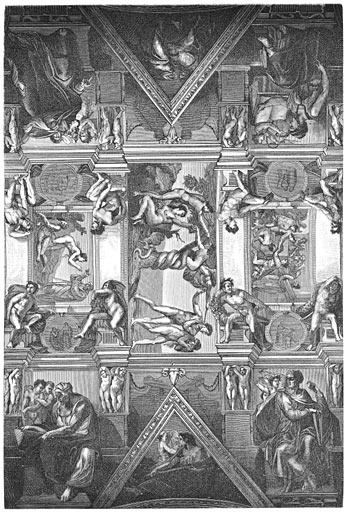 Fragment van de zoldering der Sixtynsche kapel.