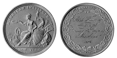 Silver medal won by Mr. Hussey with the Reaper at New
York in 1852