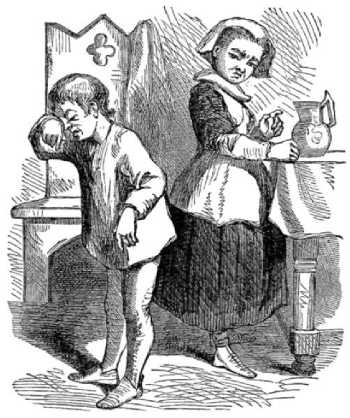 Dick and the little girl. Dick is crying.