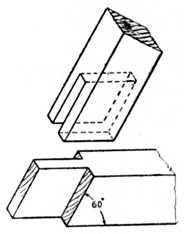 Fig. 170.&mdash;Open-Slot
    Mortise at 60 degrees.