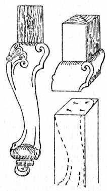 Fig. 210.&mdash;Dowelling a
Cabriole Leg.