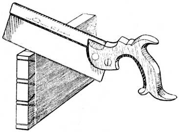 Fig. 275.&mdash;&mdash;Cutting away the Half Dovetails.
