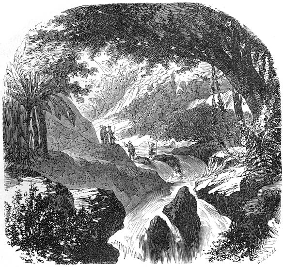 Entr&eacute;e de la grotte et rivi&egrave;re de San-Mat&eacute;o.