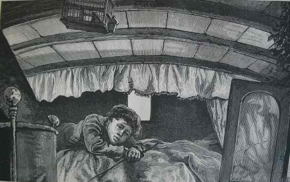 A top bedroom in a Gipsy&rsquo;s van for man, wife, and three
children, the sons and daughters sleeping underneath
