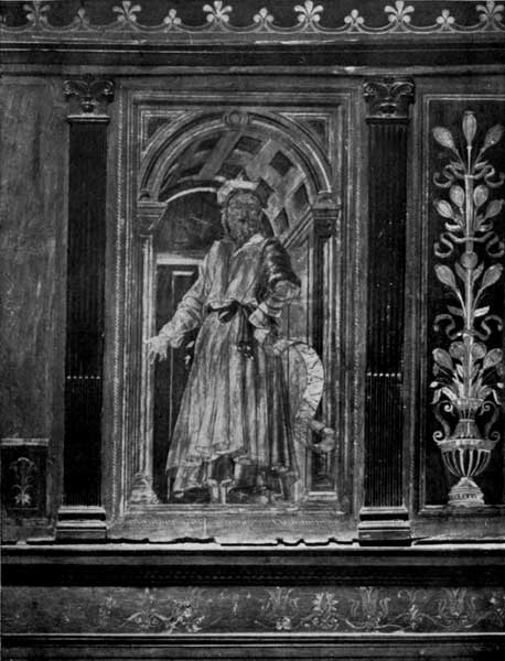 Plate 7.&mdash;Figure intarsia from the Sacristy of the
Cathedral, Florence.