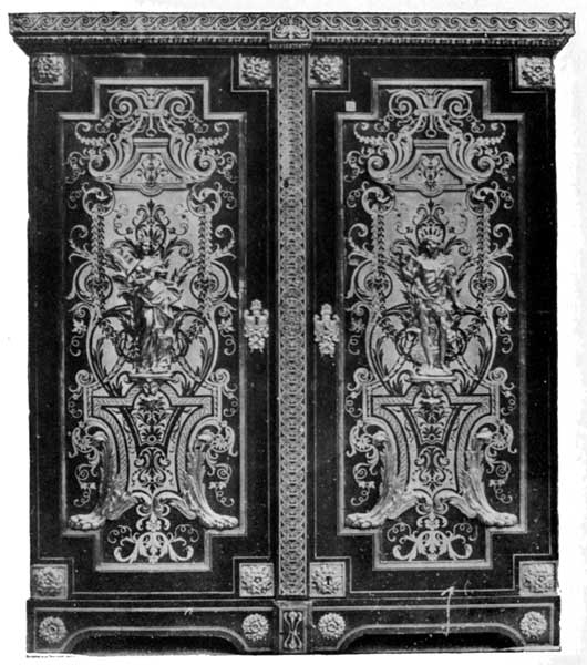 Plate 46.&mdash;Cabinet belonging to Earl Granville. Boulle
work of about 1740.

