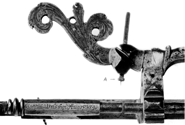Figure 4.&mdash;The working area of figure 3, showing the tool
and signature. (Smithsonian photo 46525A.)