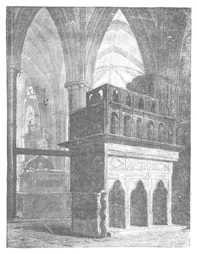 SHRINE OF EDWARD THE CONFESSOR.&mdash;AT LEFT, TOMB OF HENRY THE THIRD.