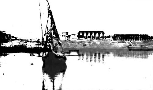 THE TEMPLE OF LUXOR ... ONCE MORE REFLECTING ITS COLUMNS
IN THE NILE