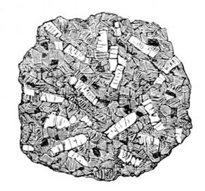 Fig. 43.

A piece of Dartmoor Granite,
drawn from a specimen.