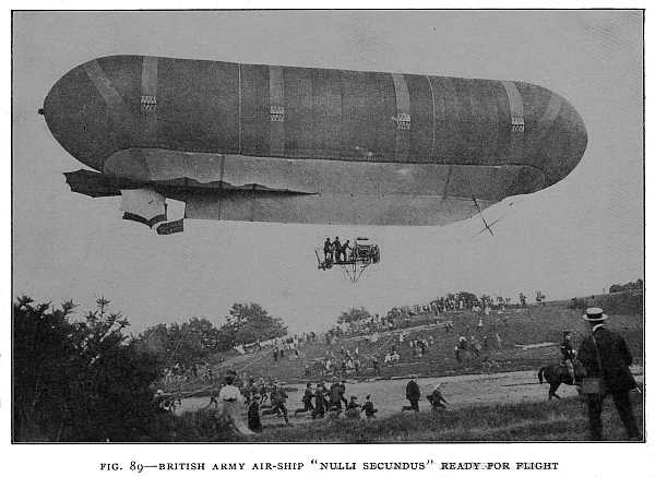 FIG. 89&ndash;BRITISH ARMY AIR-SHIP "NULLI SECUNDUS" READY FOR FLIGHT
