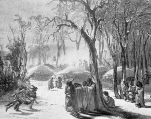 b. Finished picture of the same

"WINTER PICTURE OF THE MINATARRES

Karl Bodmer, 1833
