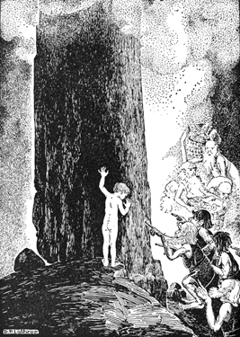 FOR A MOMENT OR TWO HE WAS
TEMPTED TO TURN AND RUN BACK INTO
THE PASSAGE THROUGH WHICH HE HAD
COME.