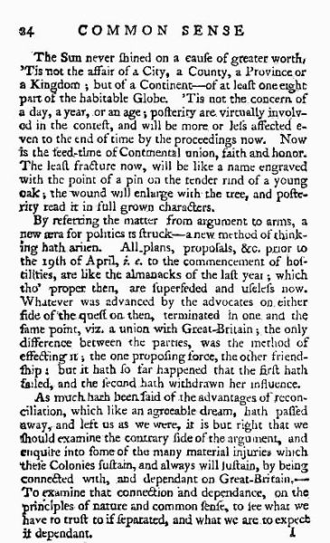 A PAGE FROM &ldquo;COMMON SENSE&rdquo;