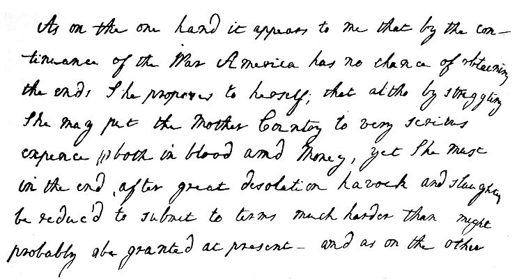 FACSIMILE OF FIRST LINES OF "MR. LEE&rsquo;S PLAN, MARCH 29, 1777"