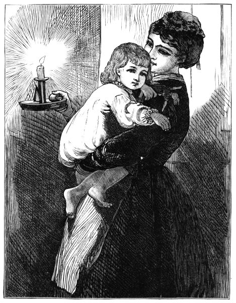 Child on way to bed in arms of nurse