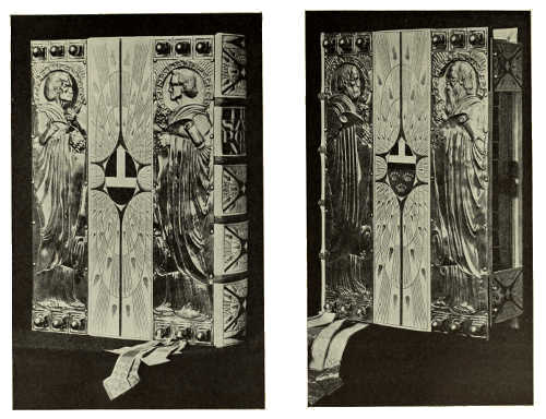 SILVER BOOKBINDING, WITH LEATHER INLAY AND GOLD TOOLING. BY ANTON
HOFER