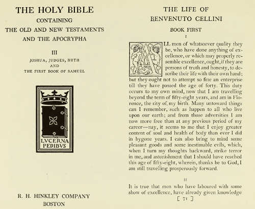 MERRYMOUNT PRESS: TITLE AND OPENING PAGES PRINTED IN THE
“MERRYMOUNT” TYPE DESIGNED BY BERTRAM GROSVENOR GOODHUE