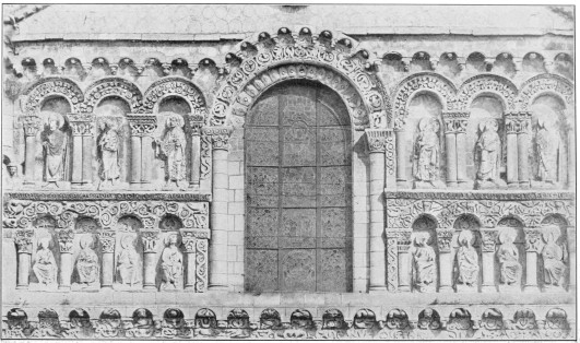 DETAIL OF WEST FRONT, CHURCH OF NOTRE DAME LA GRANDE, AT
POITIERS.
