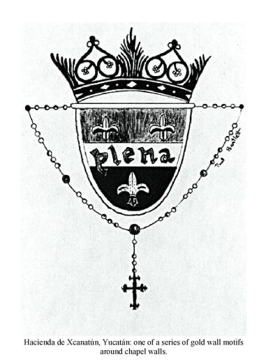 Hacienda de Xcanat�n, Yucat�n: one of a series of gold wall motifs around chapel walls.