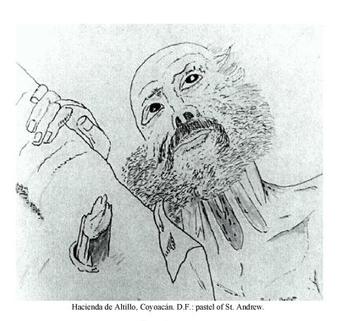 Hacienda de Altillo, Coyoac�n, D.F.: pastel of St. Andrew.