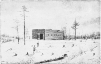 Copyright by A. S. Burbank.

THE OLD FORT AND FIRST MEETING-HOUSE, ON BURIAL HILL, 1621.