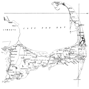 From map of Massachusetts, copyrighted by Geo. H. Walker
& Co., Boston, Mass.

MAP OF CAPE COD SECTION