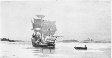 THE “MAYFLOWER” IN PLYMOUTH HARBOR.

Copyright by A. S. Burbank.

FROM THE PAINTING BY W. F. HALSALL, IN PILGRIM HALL.
