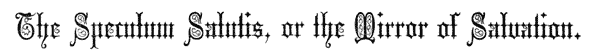 
The Speculum Salutis, or the Mirror of Salvation.