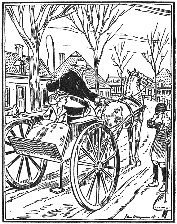 Dat hij maar gauw in &rsquo;t rijtuig zou klimmen.