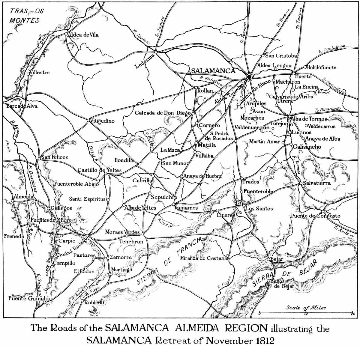 Map of the Salamanca-Almeida region