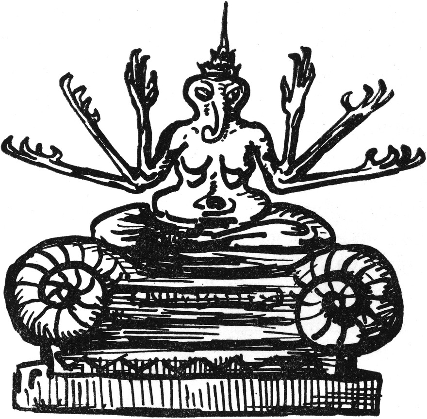 Ein sechsarmiger Ureinwohner
  des Traumlandes in Meditation