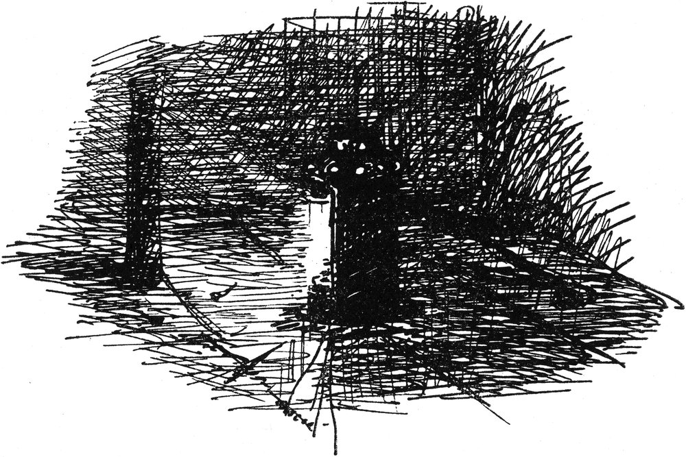 Eine Laterne beleuchtet
  die grausige Szene