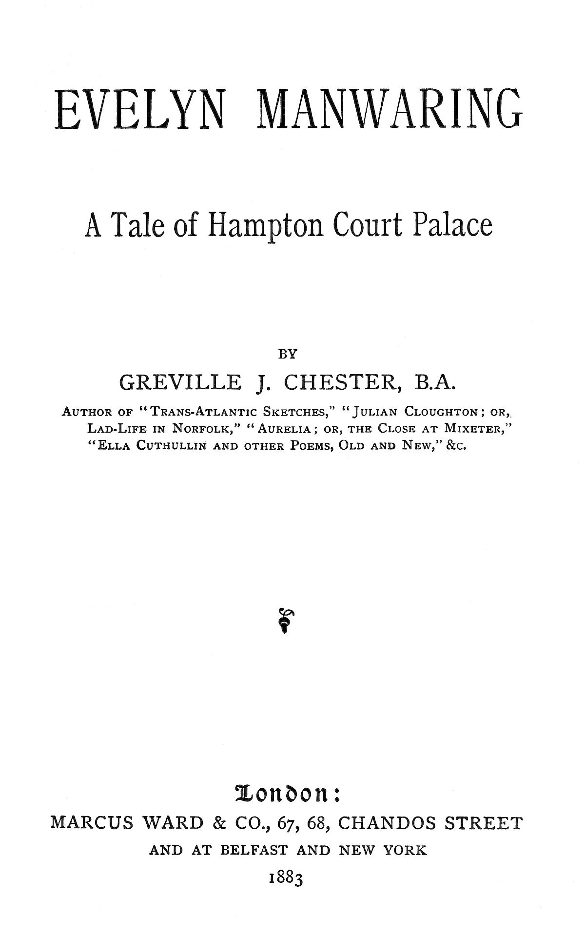 Title page
of the book Evelyn Manwaring.